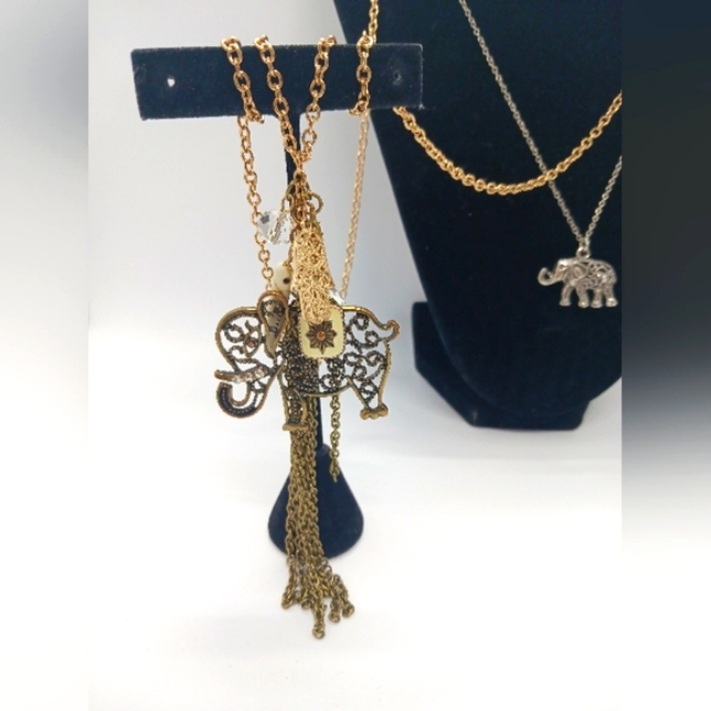ELEPHANTS- 2 Elephant Themed Necklaces. Excellent condition.  Salvaged